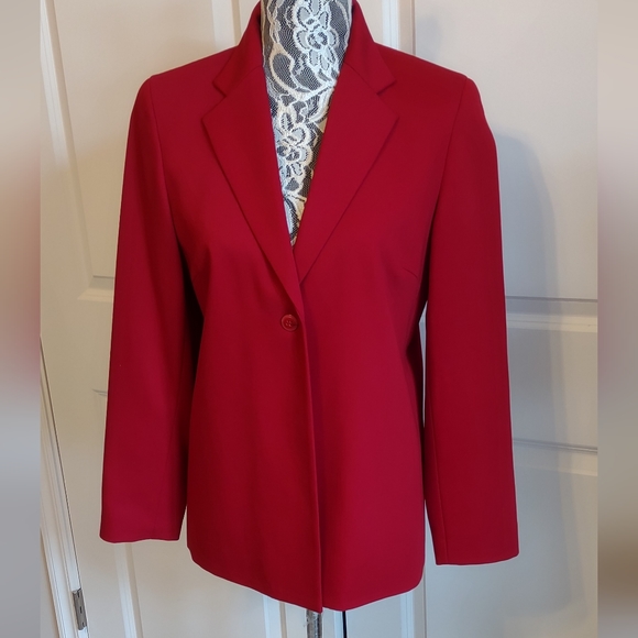 Beautiful Josephine Chaus Collection Red Wool Blazer EUC - Picture 1 of 7